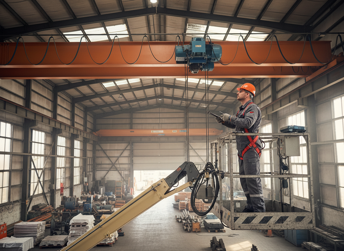 maintenance preventive pont roulant technicien qualifié en levage vient faire la maintenance d'un pont roulant