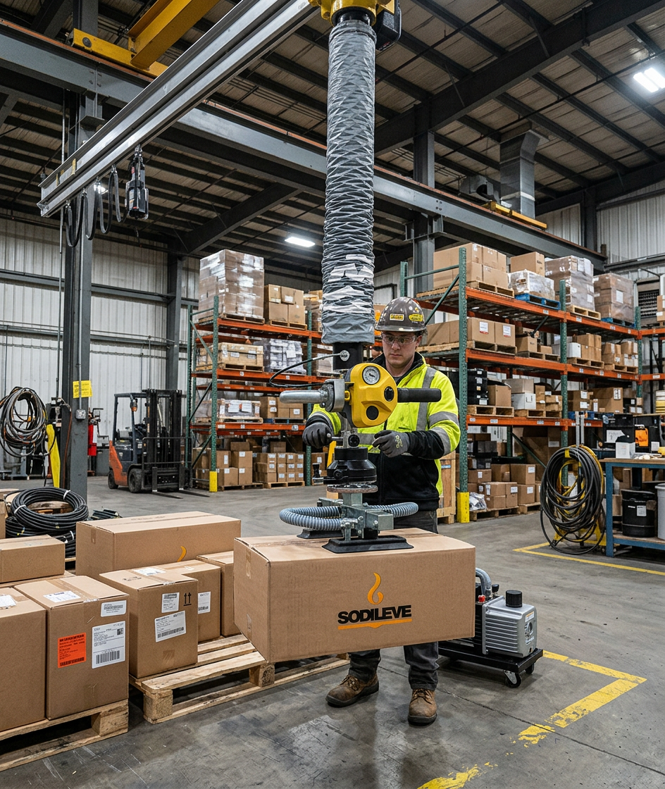 tube de levage par le vide dans un environnement industriel sodileve